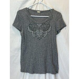 J Crew Small Gray‎ Shortsleeve Tshirt Bead Detailing